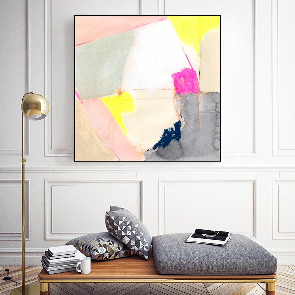 Hot Pink Patch II par Victoria Barnes sur GIANT ART - abstrait beige