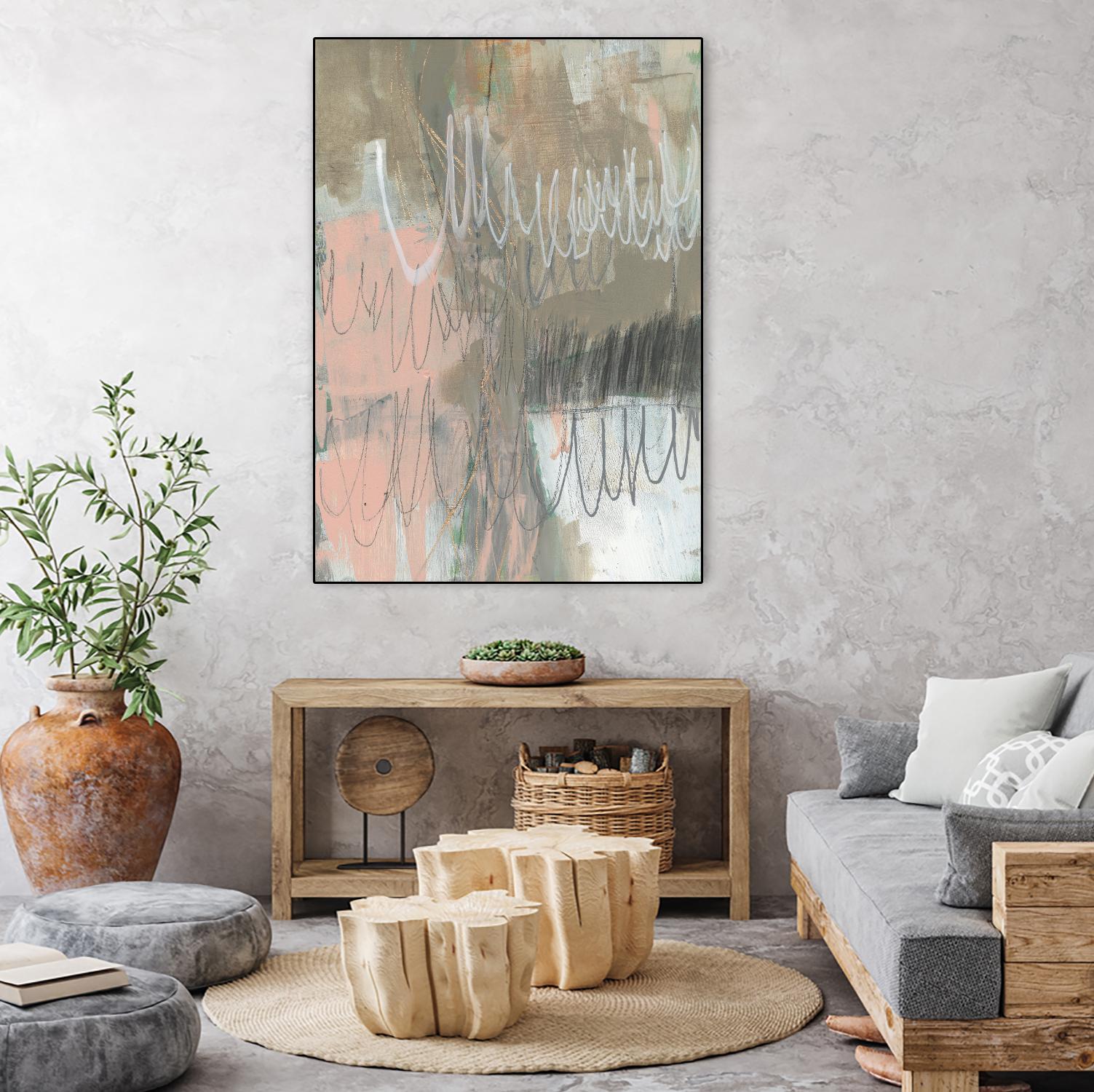 Twombly Script II by Jennifer Goldberger on GIANT ART - pink abstract abstract