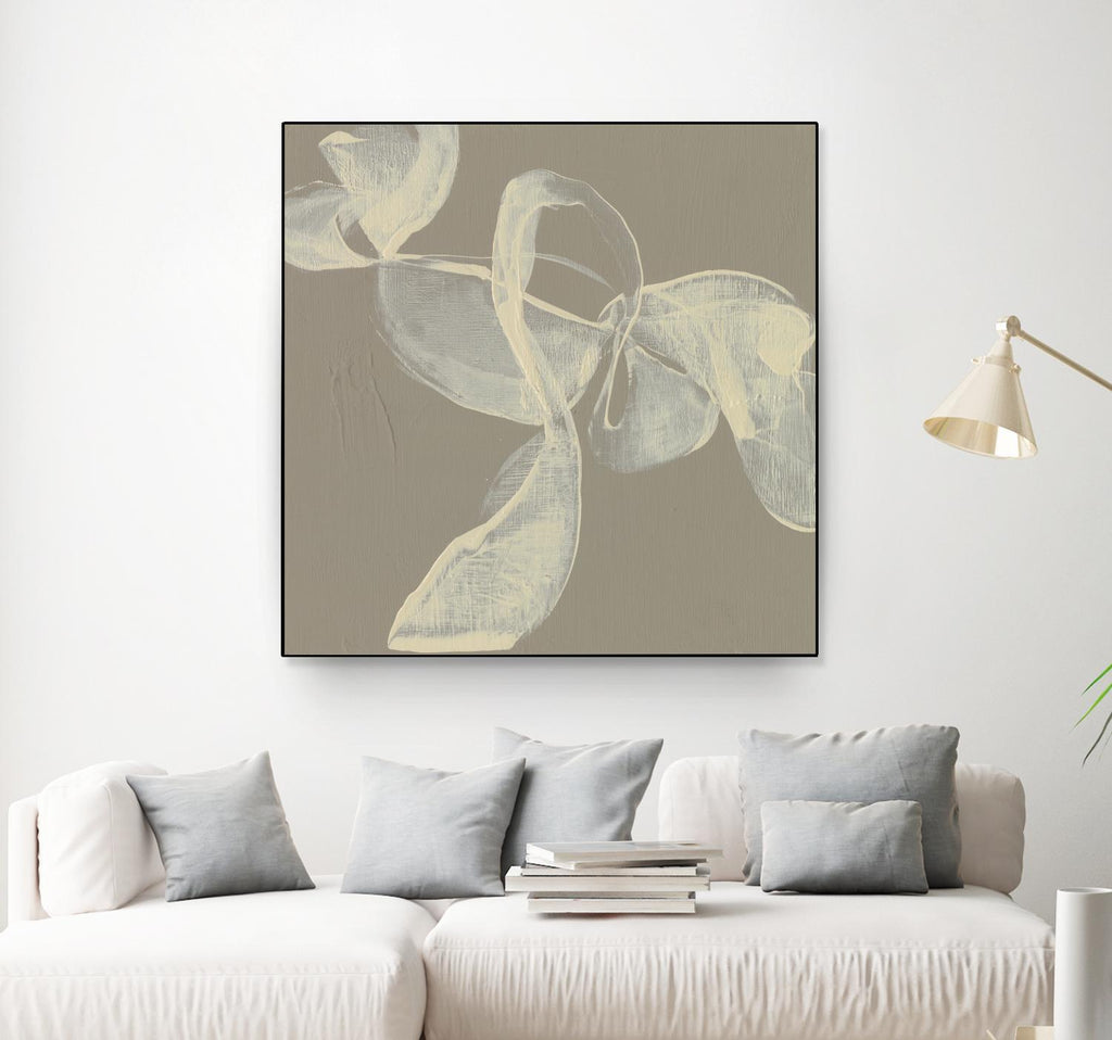 White Ribbon on Beige I by Jennifer Goldberger on GIANT ART - beige abstract abstract