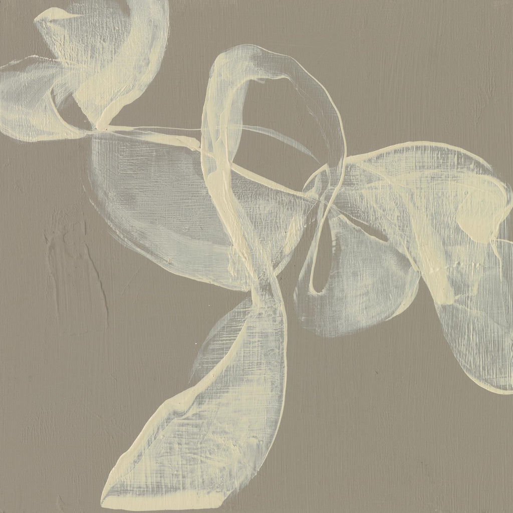 Ruban blanc sur beige I de Jennifer Goldberger sur GIANT ART - abstrait beige