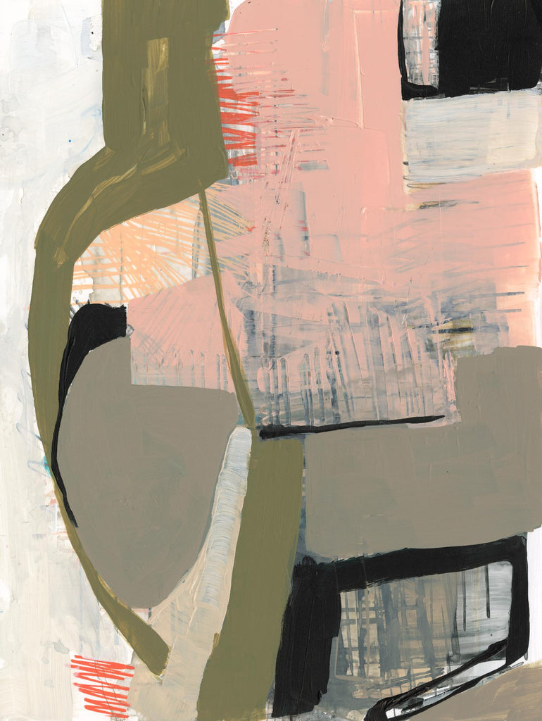 Gribouillis et formes I de Jennifer Goldberger sur GIANT ART - abstrait rose