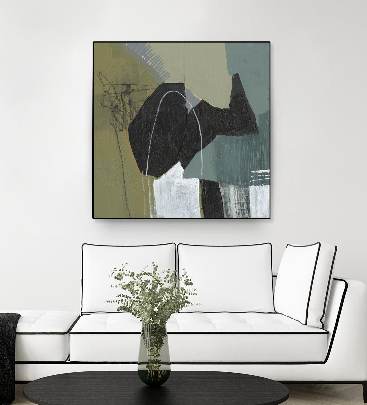 Puzzle in Neutrals I by Jennifer Goldberger on GIANT ART - green abstract abstract