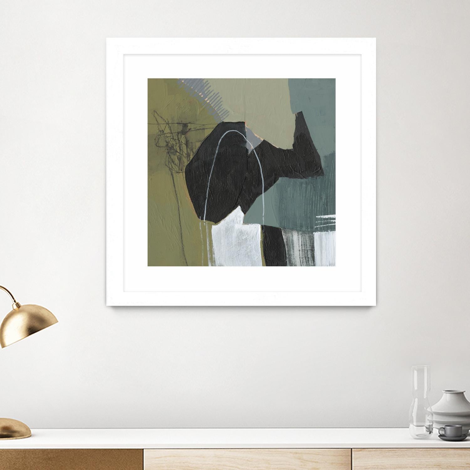 Puzzle in Neutrals I by Jennifer Goldberger on GIANT ART - green abstract abstract