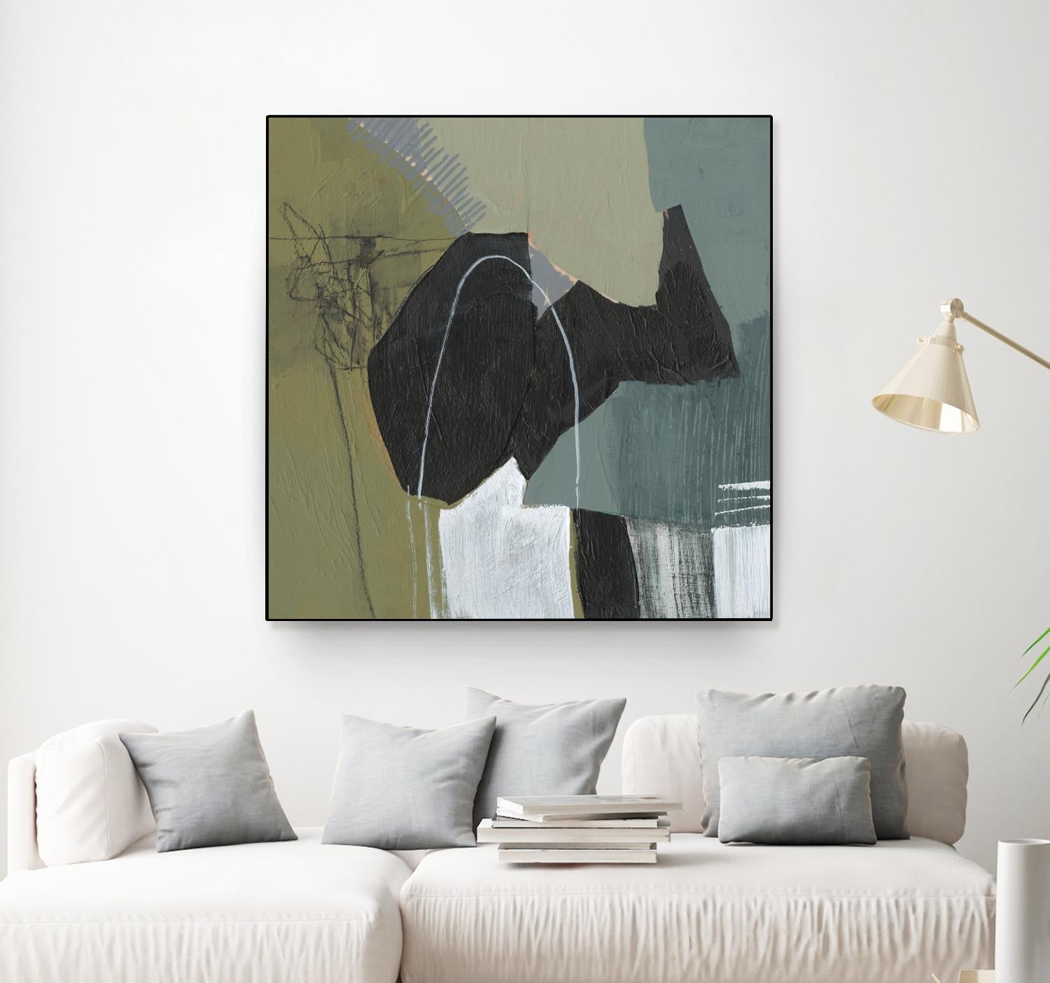 Puzzle in Neutrals I by Jennifer Goldberger on GIANT ART - green abstract abstract