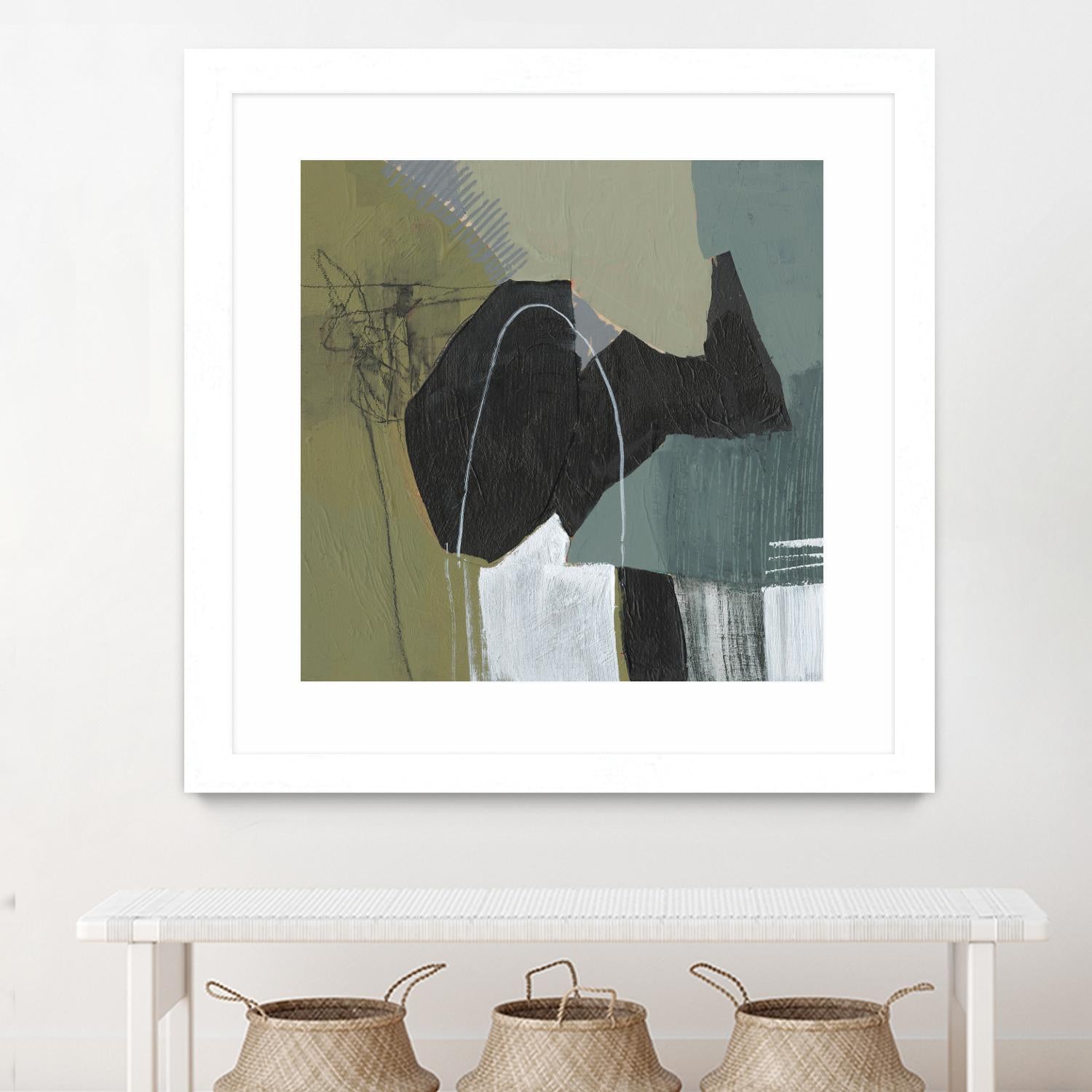 Puzzle in Neutrals I by Jennifer Goldberger on GIANT ART - green abstract abstract