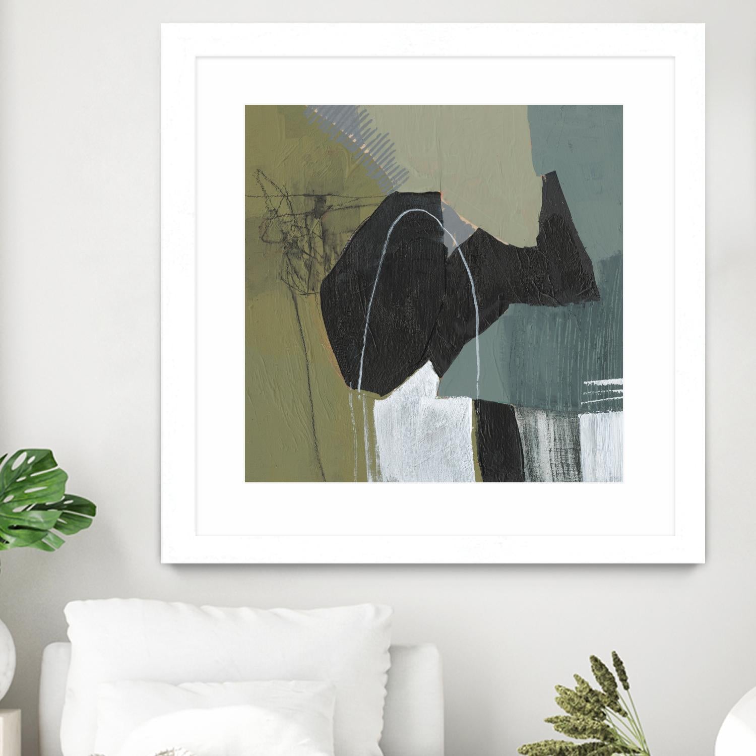 Puzzle in Neutrals I by Jennifer Goldberger on GIANT ART - green abstract abstract