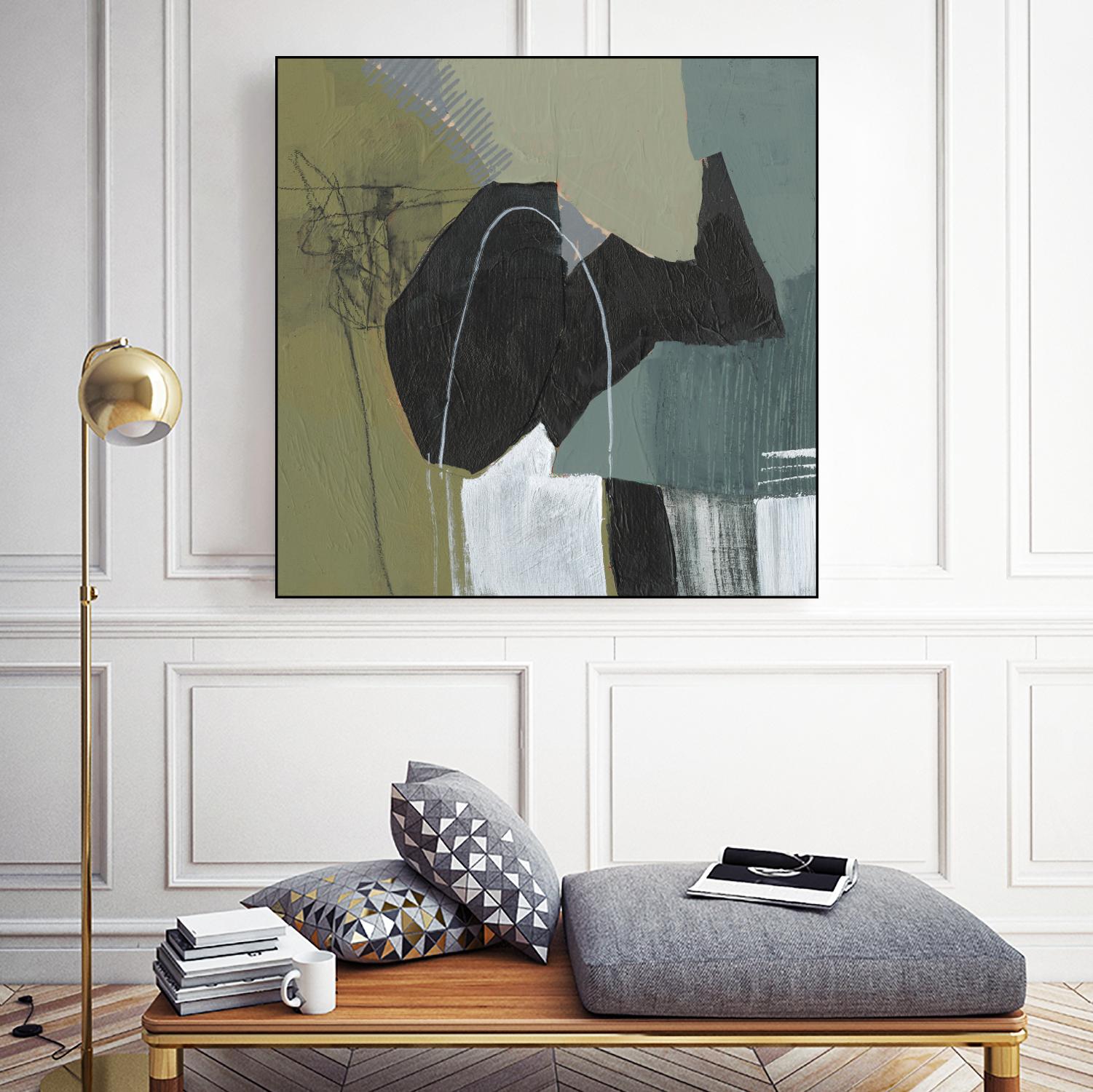 Puzzle in Neutrals I by Jennifer Goldberger on GIANT ART - green abstract abstract