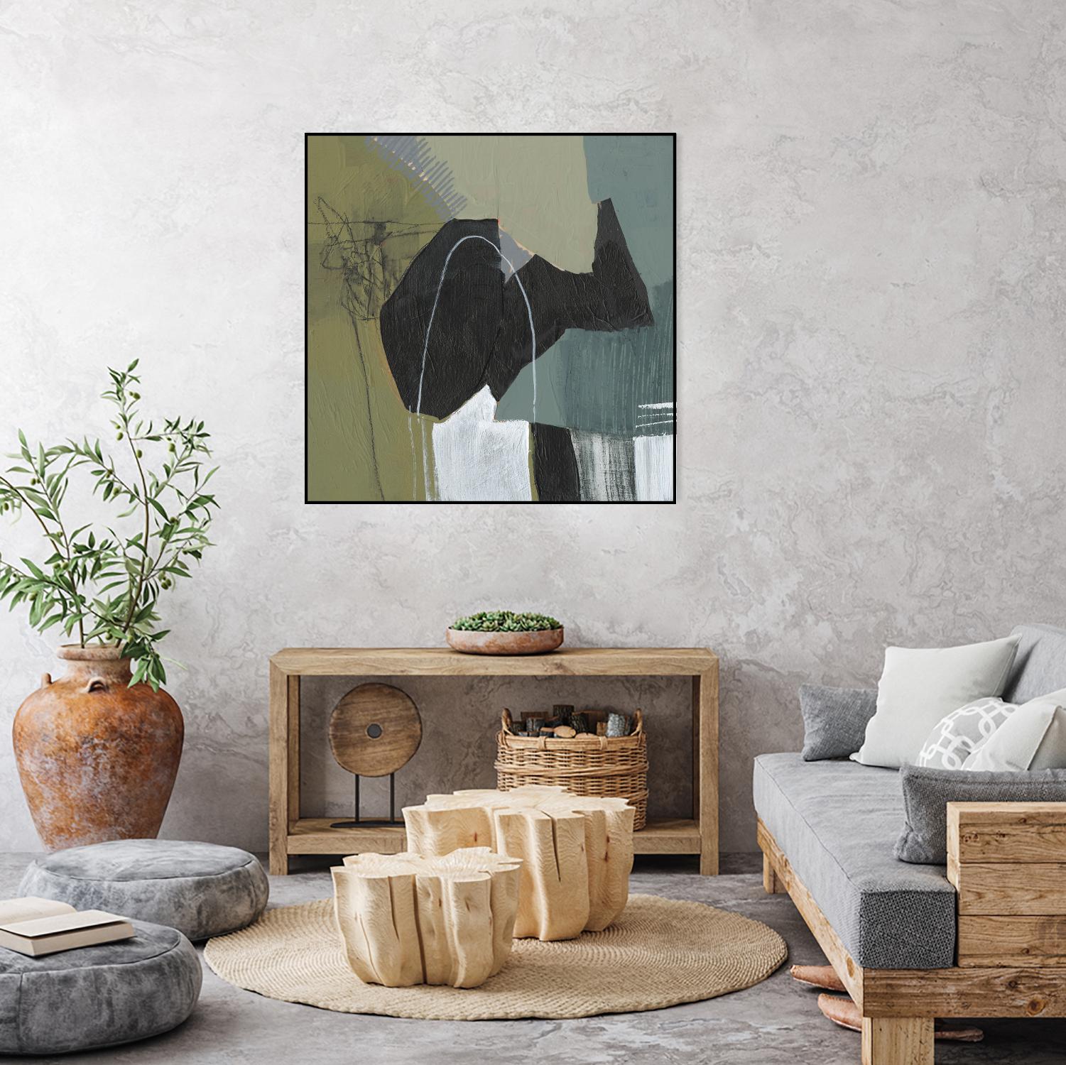 Puzzle in Neutrals I by Jennifer Goldberger on GIANT ART - green abstract abstract