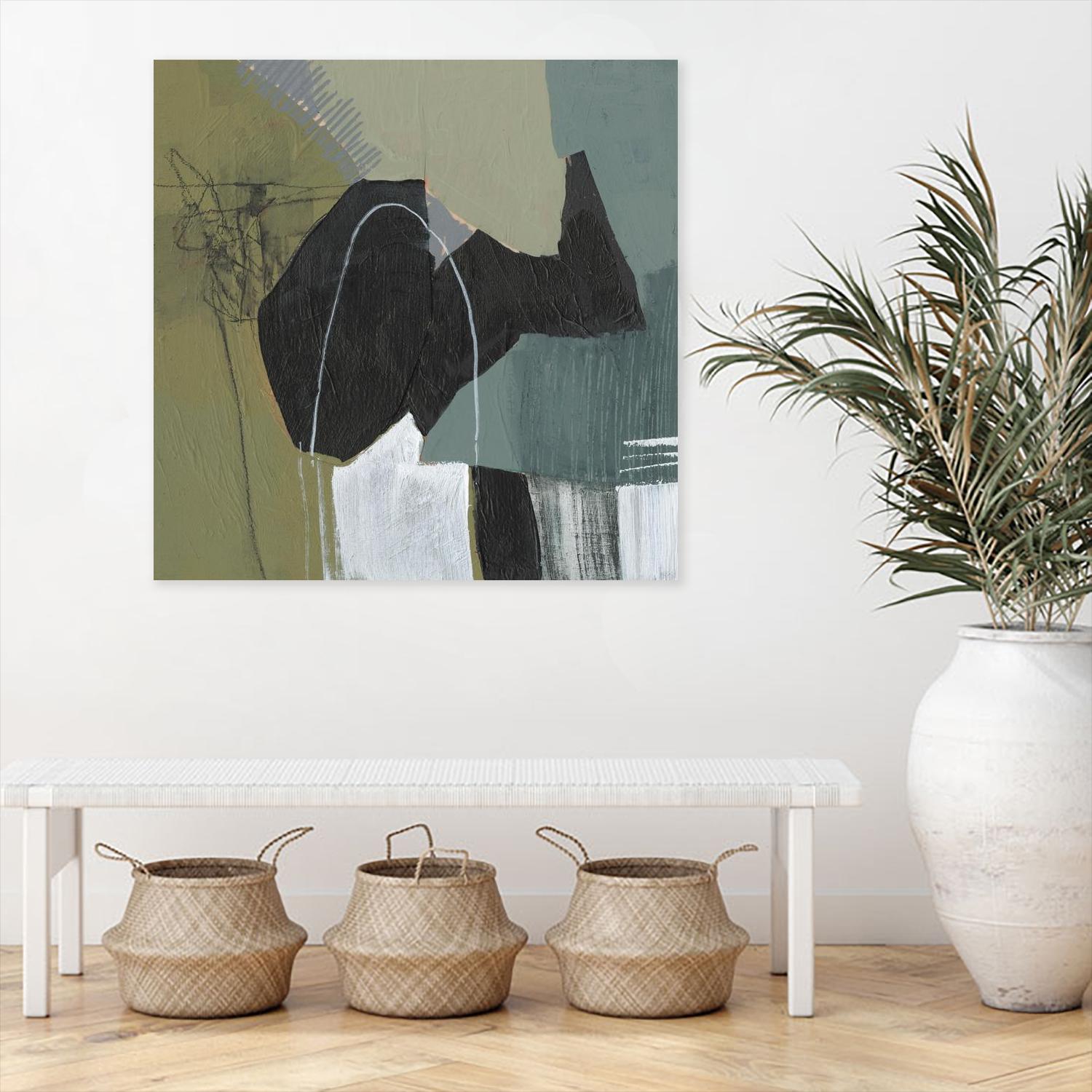 Puzzle in Neutrals I by Jennifer Goldberger on GIANT ART - green abstract abstract