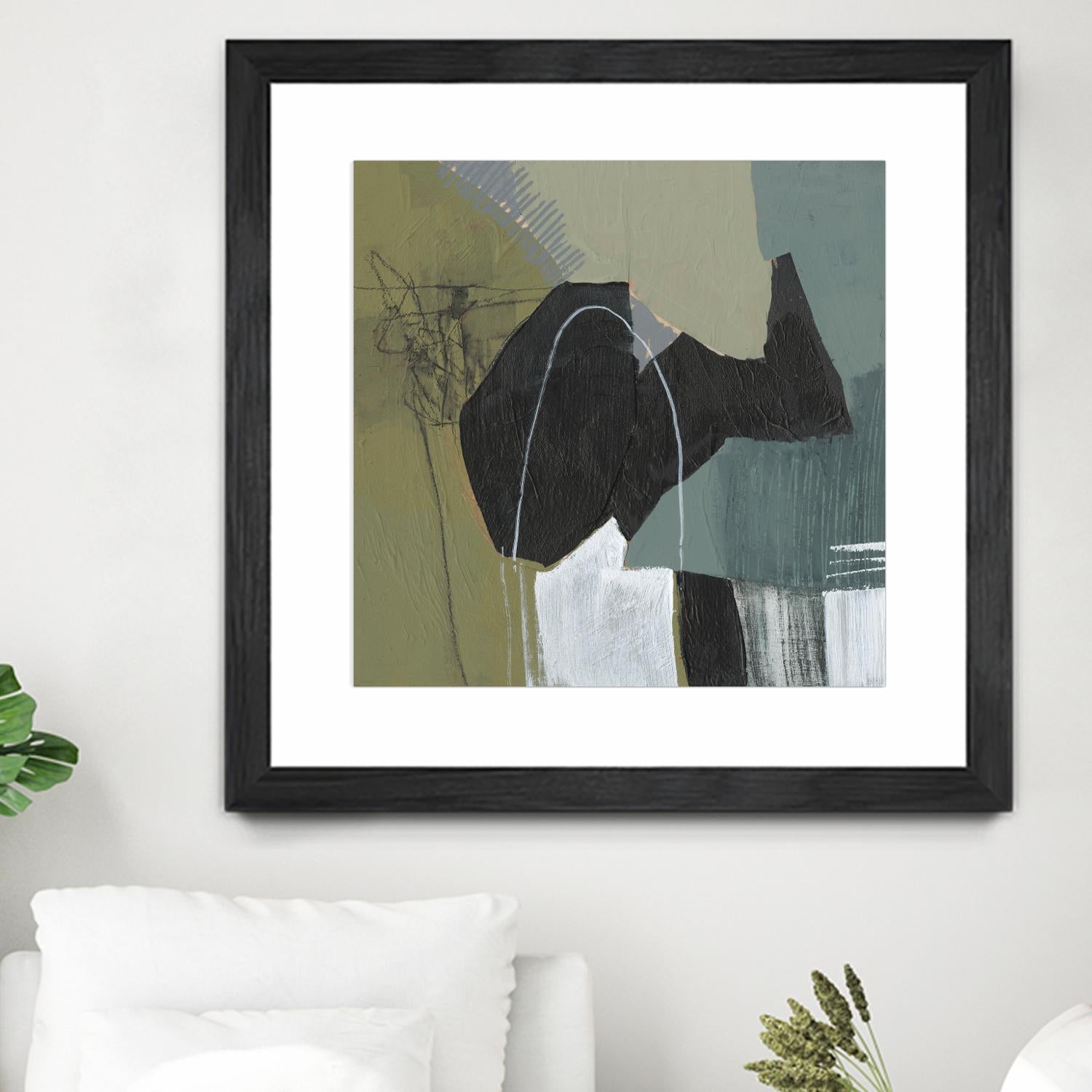 Puzzle in Neutrals I by Jennifer Goldberger on GIANT ART - green abstract abstract