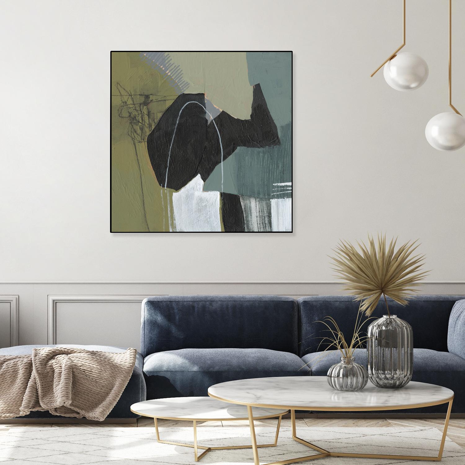 Puzzle in Neutrals I by Jennifer Goldberger on GIANT ART - green abstract abstract