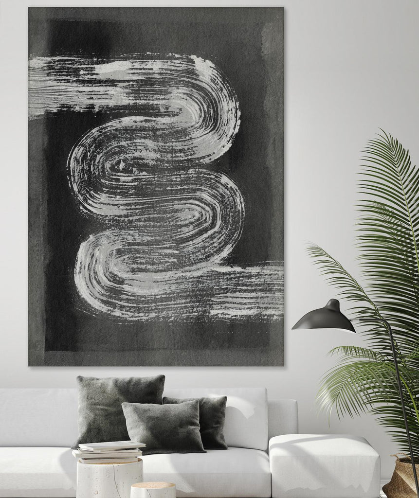 Grey Linear Path I par Jennifer Goldberger sur GIANT ART - abstrait noir abstrait 