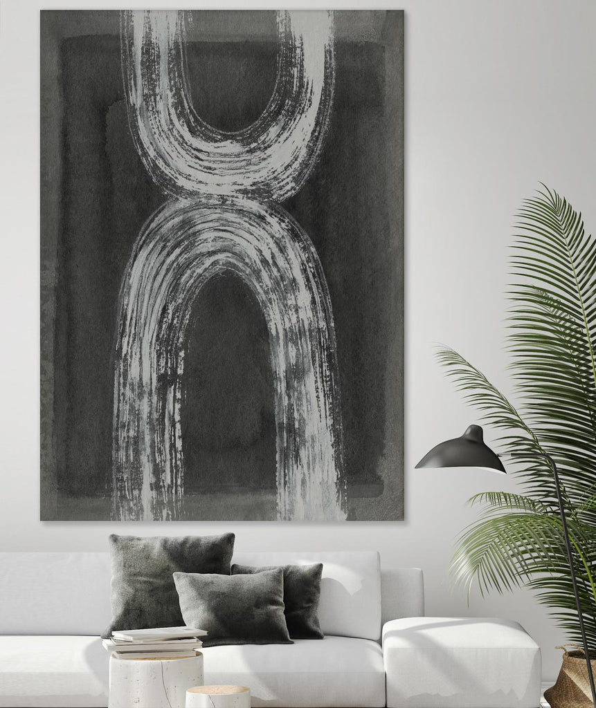 Grey Linear Path IV de Jennifer Goldberger sur GIANT ART - abstrait blanc