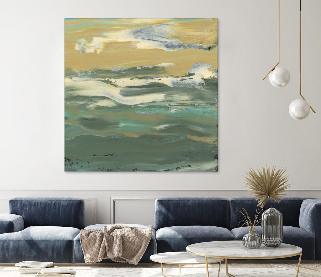 Green Waters Edge II by Alicia Ludwig on GIANT ART - beige abstract