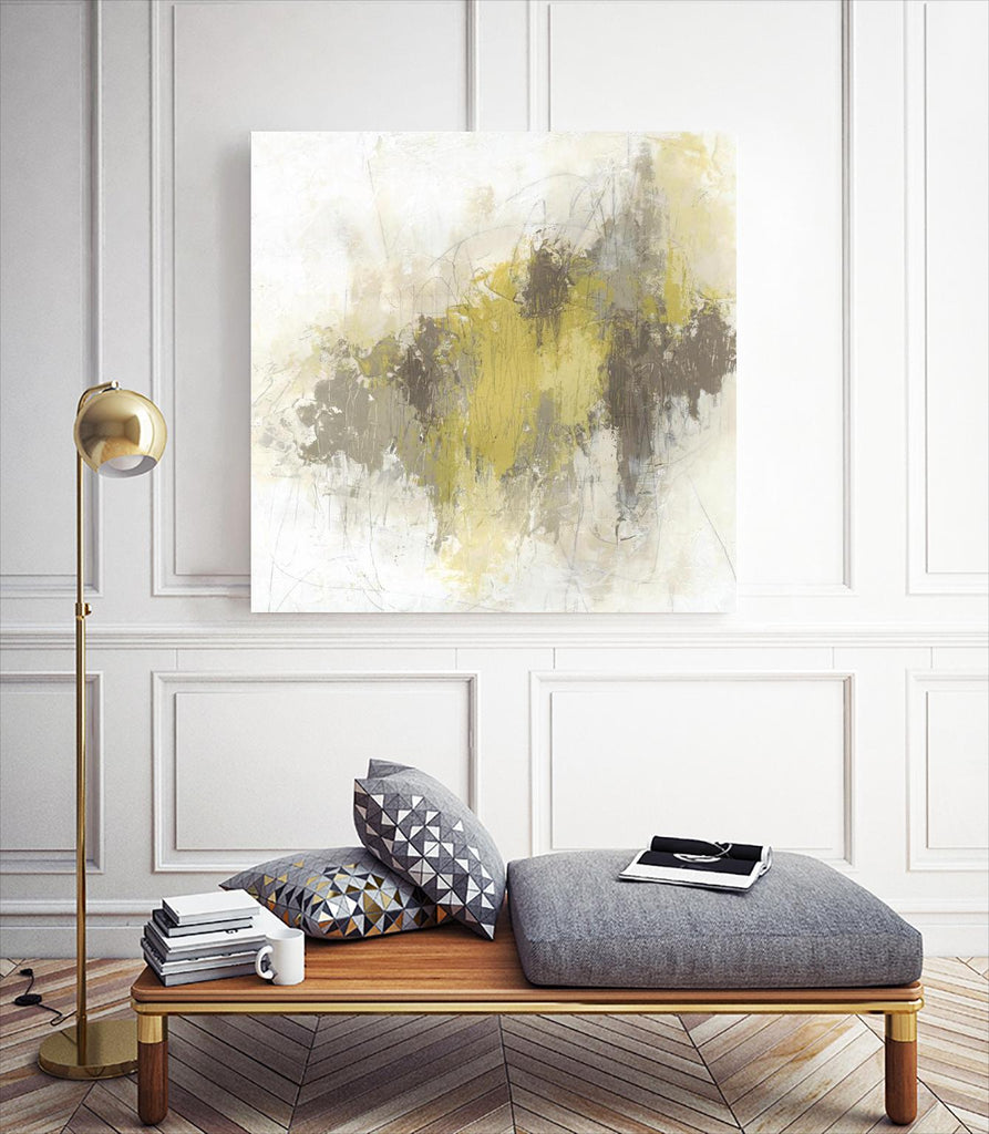 Saffron Abstract I par June Erica Vess sur GIANT ART - abstrait jaune abstrait