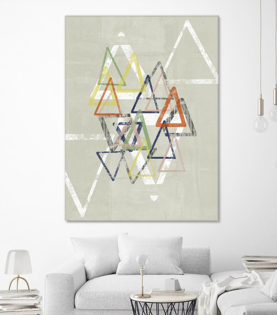 Stamped Triangles II by Jennifer Goldberger on GIANT ART - beige abstract geometrical