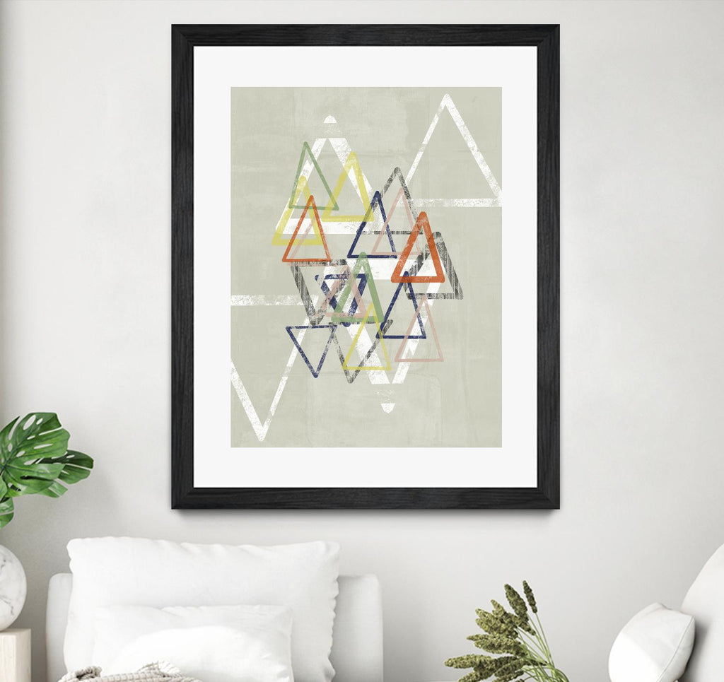 Stamped Triangles II by Jennifer Goldberger on GIANT ART - beige abstract geometrical