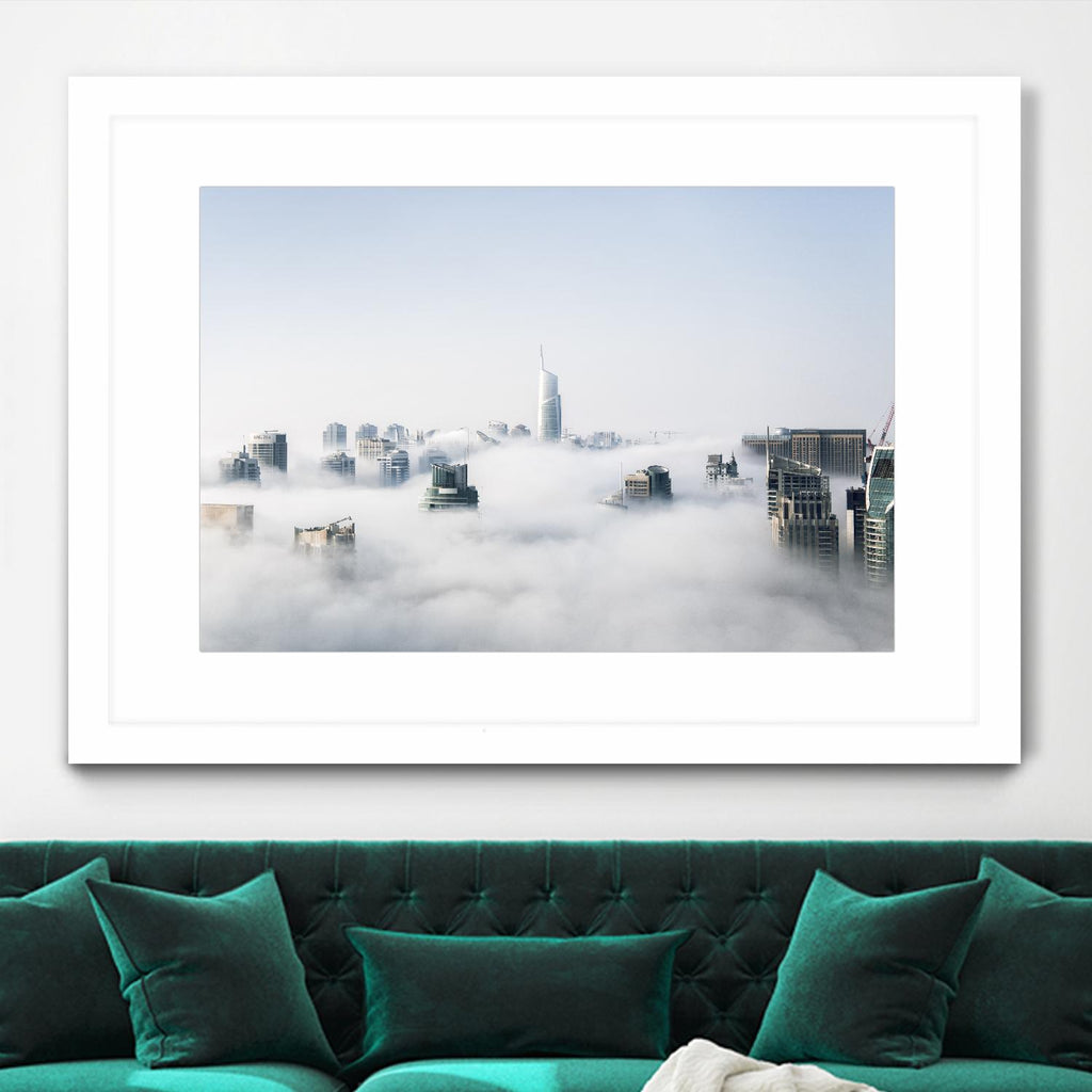 On top of the city by Pexels on GIANT ART - white city scene city above clouds