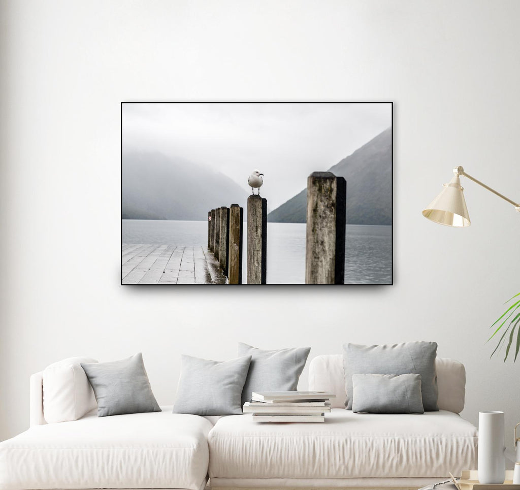 Foggy pier by Pexels on GIANT ART - white nautical