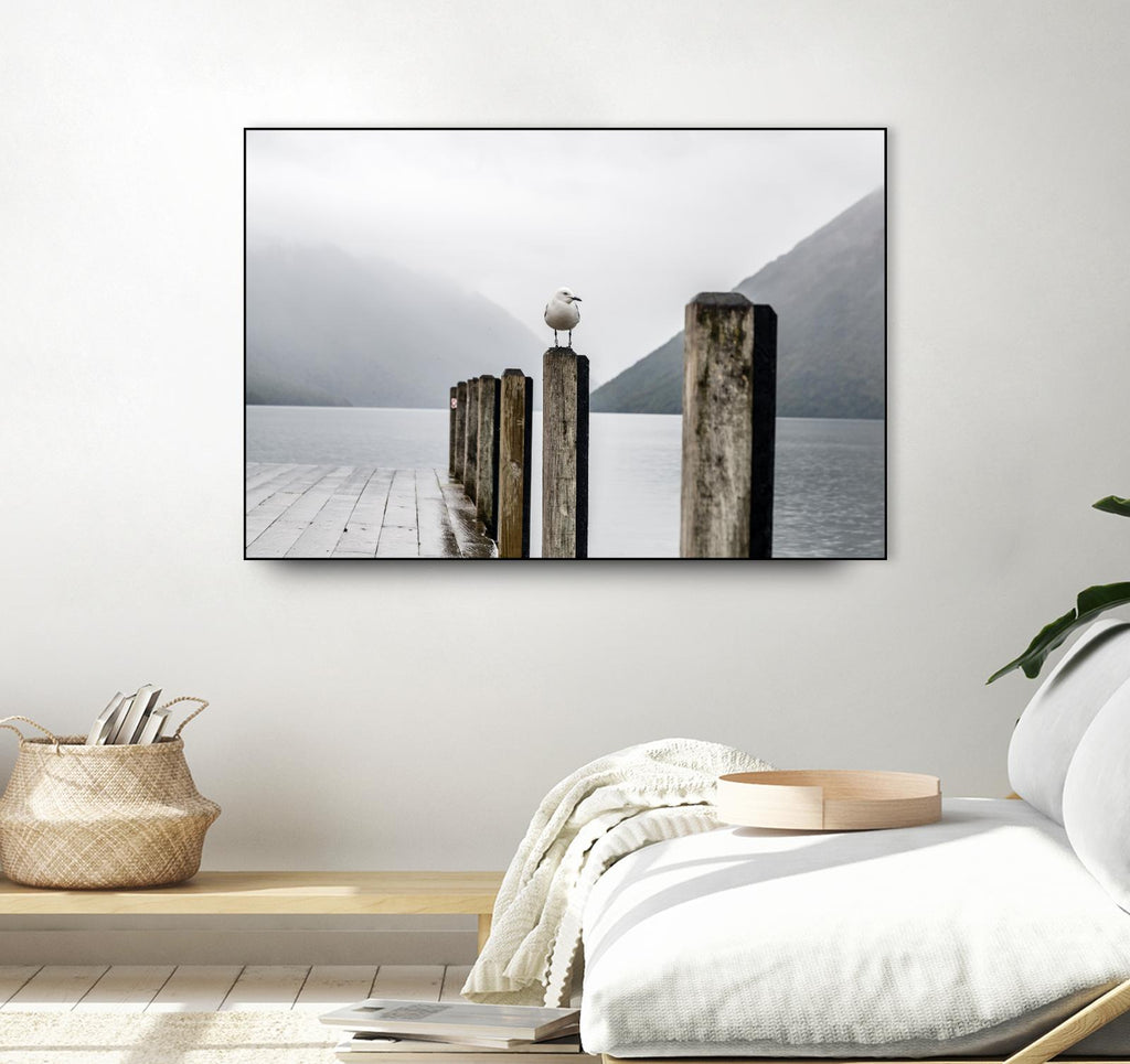 Foggy pier par Pexels sur GIANT ART - blanc nautique