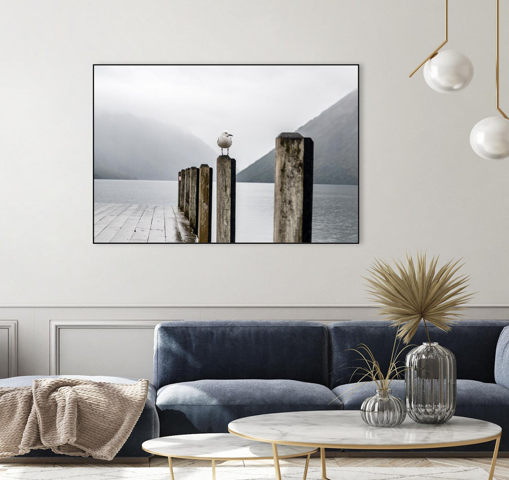 Foggy pier par Pexels sur GIANT ART - blanc nautique