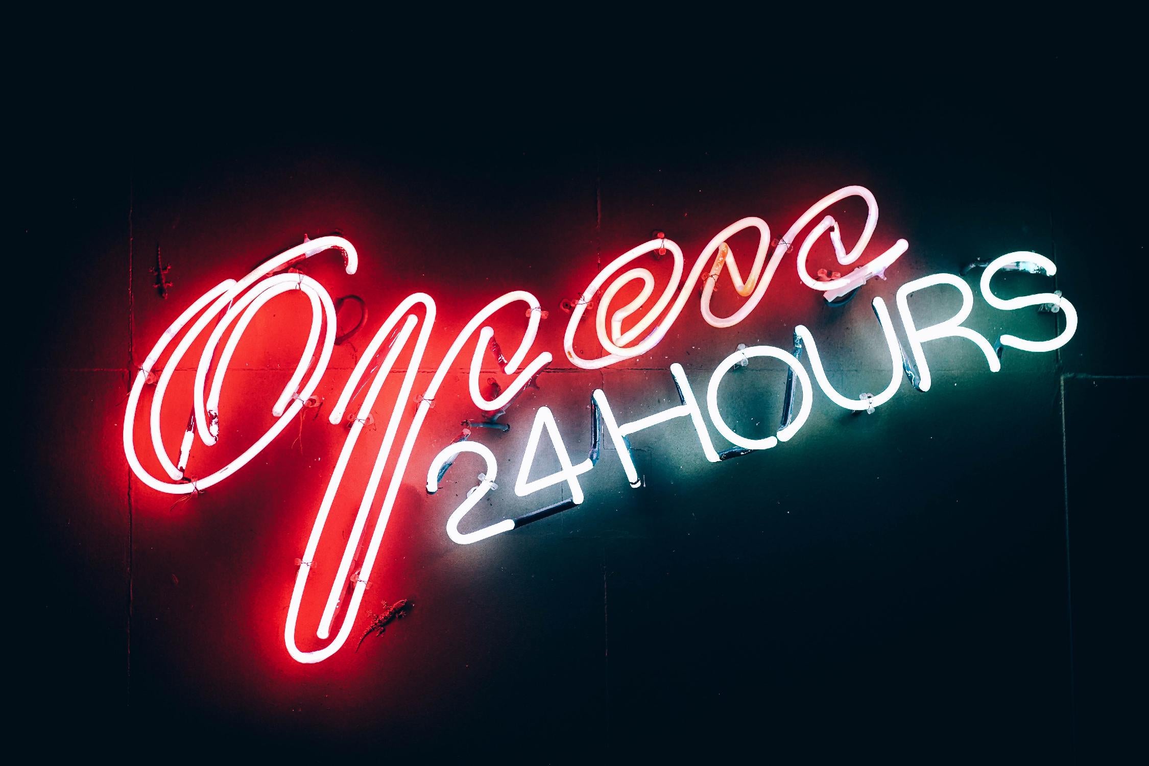 Open 24 hours par Pexels sur GIANT ART - black photo art