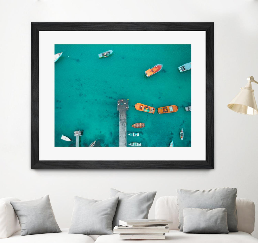 Boat traffic by Pexels on GIANT ART - orange sea scene