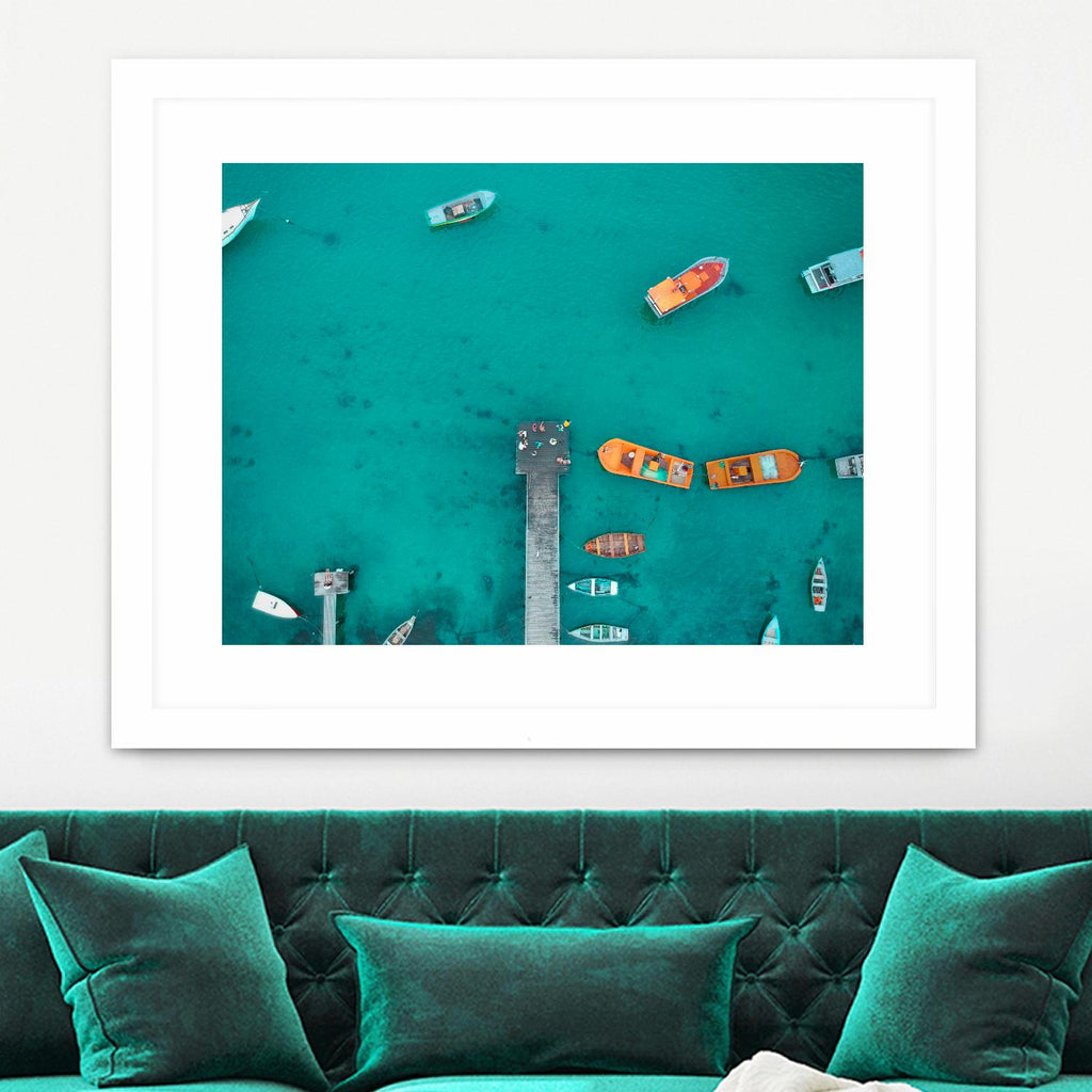 Boat traffic by Pexels on GIANT ART - orange sea scene