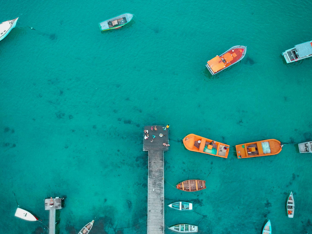Boat traffic by Pexels on GIANT ART - blue sea scene